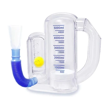 1 KS Dýchacie Cvičenia Zariadenie Pre Pľúca Priehľadného Plastu Pre Dospelých-5000Ml Objem Meranie Prietoku Indikátor
