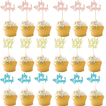 10pcs Oh, baby, Mini Cupcake Mulčovače Baby Sprcha Cupcake Dekor Babyshower Strany Cake Decor Chlapec, Dievča, 1. narodeniny, Party Dodávky