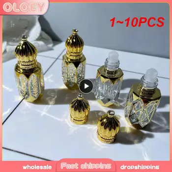 1~10PCS 6ml Luxusnom Štýle Zlaté Naplniteľné Parfum Fľaše, Sklo Roll-on Esenciálny Olej Fľaše Prázdne Kozmetika Vzorky Test