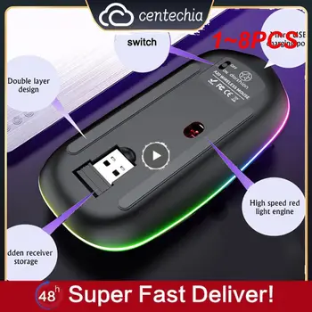 1~8PCS Dobíjacia Bezdrôtová Myš 2,4 Ghz, USB Počítača Mause Ergonomické RGB Herných Myší Tiché Pre PC, Notebook