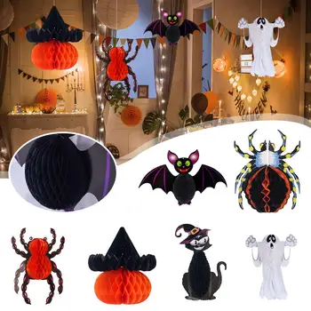 2 ks Halloween Spider Honeycomb Prívesok Diy Ozdoby Loptu Dekorácie Dekorácie Dovolenku Halloween Bat Rekvizity Visí S0w7