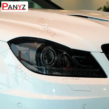 2 Ks Na Mercedes Benz C Trieda W204 C63 AMG 2011-2014 Auto Svetlometu Ochranná Fólia Priehľadná Čierna TPU Ochranné