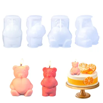 2023 Nový príchod DIY drip lepidlo formy Maznať medveď stojaci Medveď vonné sviečky silikónové formy sviečky, dekorácie