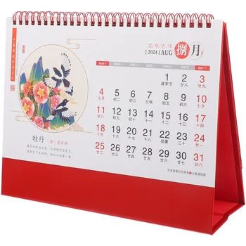 2024 Čínska Stolná Kalendáre Čínsky Rok Draka Kalendár Stojí Flip Ploche Kalendárny Rok Denný Plánovač, Kalendár