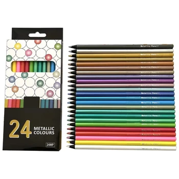 24 Počítať Kovové Farebné Ceruzky Rôzne Sfarbenie Ceruzka Súbor Drevených Kreslenie Ceruzky Pre Deti Umelecké Kreslenie, Maľovanky Knihy