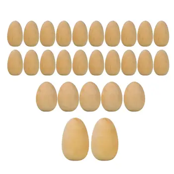 27 Kusov Drevených Prázdne Vajíčka Falošné Vajcia Nedokončené Dreva Vajcia s Plochým Dnom pre DIY Veľkonočných sviatkov Plavidlá Ornament
