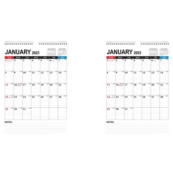 2X Kalendár - Mesačný nástenný Kalendár, Plánovač Od Jan 2023 - jún 2024, 12 Inch X 17 Palcov,Twin-Wire Záväzné, Rozhodol Priestor
