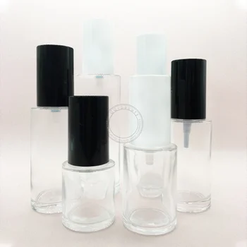 30ml 60ml 80ml 100 ml číreho Skla Stlačte Fľaše s Black Biele Plastové Veko Esenciálny Olej Aromaterapia make-up Skladovacích Kontajnerov