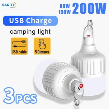 3KS USB Nabíjateľné Núdzové LED Žiarovka 200W Vnútorné A Vonkajšie Prenosné Blikajúce svetlo Camping Stany Osvetlenie Žiarovka, Baterka