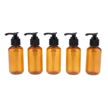 5 Pack Naplniteľné Amber PET Čerpadla Fľaše s Patentovanou pre Výdaj Krémy, Šampóny