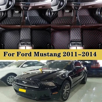 Auto Nohy Podložky Ford Mustang 2011-2014 Ochranná Podložka Vlastné Non-slip Kožené Auto Interiérové Podlahové Rohože Automobilový Koberec Kryt