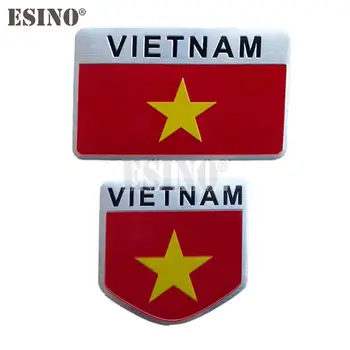 Auto Styling Vietnam Národnej Vlajky 3D Kov Chróm Hliníkovej Zliatiny Dekoratívne Znak Lepidlo Odznak Nálepky Odtlačkový Príslušenstvo