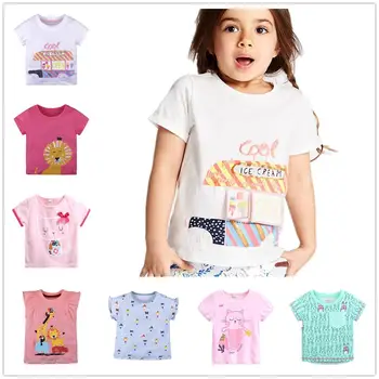 Baby Dievčatá tričká 100% Bavlna Batoľa Top Deti t-shirts Letné Dievča Oblečenie Tees Dievča, Blúzky, Mikiny Dieťa tričko 1-6 Rokov