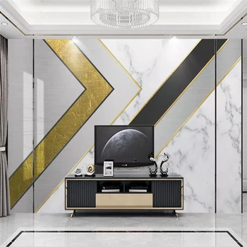 beibehang Vlastné 3d tapeta nástenná maľba moderný minimalistický geometrické mramor, zlato línie svetla luxusné TV papier pozadí steny