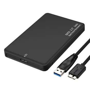 Black 2.5 Palcový HDD Box USB 3.0, SATA Pevný Disk, Externá Skrinka Vysoká Rýchlosť HDD Prípade, Podpora Až 2TB, Bez Skrutiek Pre PC