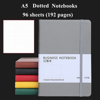 Bodkované Notebook A5 Bodov Mriežky Papier,192 Strán,kožený Kryt,slonovinová Biela Kniha 100 GSM,Ručne vyrobené Vestník Plánovač