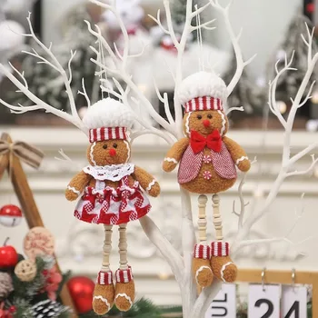 Cartoon Bábika Vianočné Decoratio Strom Perník Muž Prívesok Umenie Dlhé Nohy Visia Nohy Perník Muž