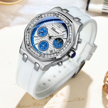 CHENXI Nové Módne Ženy Sledovať Drahokamu Prípade Chronograf Luxusné Dámske Náramkové hodinky Vodotesné Quartz Svetelný Hodinky