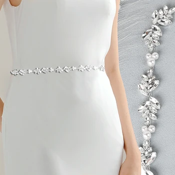 Crystal Drahokamu svadobné pás Luxusné Svadobné Pás Crystal Pearl Pás Biela Stuha Svadobné šperky dámske večerné šaty