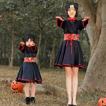 Deti, Dievčatá, Čínskej Zombie, Ghost Šaty Pás Klobúk Nastaviť Deti Halloween Cosplay Kostýmy, Hranie Rolí Oblečenie