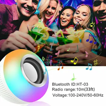 Diaľkové Ovládanie hudby Žiarovka E27 12W Led Prehrávanie Hudby Žiarovky Bezdrôtový RGB Farebné, Biele Svetlo, Diaľkové Ovládanie Lampa