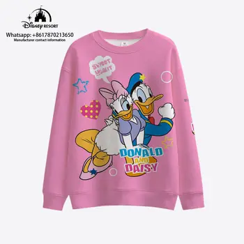 Disney Mickey Minnie Donald Duck cartoon muţi a ţeny sveter študent dlhým rukávom pár matka a syn voľné top