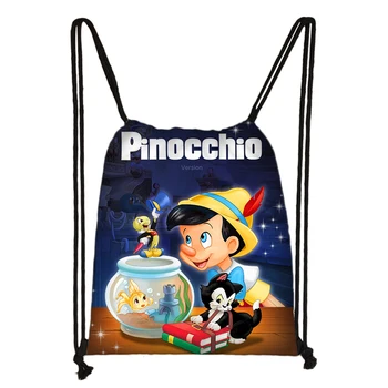 Disney Pinocchio Šnúrkou Taška Každodenné Bežné Taška Chlapci Dievčatá Batohu Šnúrkou Tašky Skladovanie Taška Nakupovanie Plážové Tašky