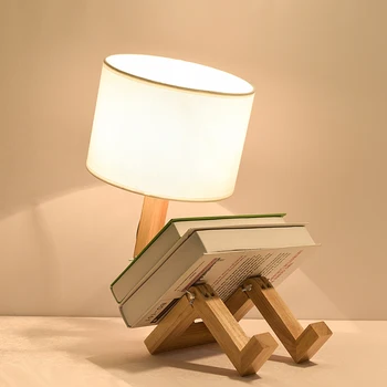 Drevené Robot Tvar Stola Čítanie Krytý Štúdia Módy Lampa Stolná Lampa Nordic Moderné Stolové Dekoratívne Nočné Svetlo