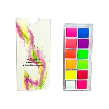 Dropship 12 Farieb Pevné Akvarelové Farby Nastaviť Fluorescenčné Farby Umelec, Umenie, Nastavený pre Maľba na Textílie, Papier DIY Remeslá a Umenie