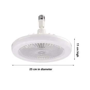 E27 Stropný Ventilátor so Svetlami,Uzavretý, s Nízkym Ventilátor Svetlo, Elektrický Ventilátor Gimbal objímky(Biela)