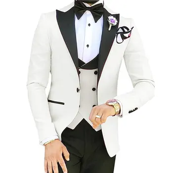 Elegantné Obleky Pre Mužov Business Formálne Office Nosenie Mužskej Módy Strany Bunda Sady Svadobné Šaty 3 Kusy ( Sako + Nohavice +Vesta )