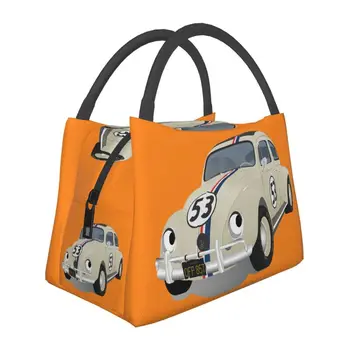 Herbie 53 Klasické Pretekárske Auto Izolované Obed Tašky pre Kempovanie Cestovné Resuable Tepelnej Chladnejšie Lunch Box Ženy