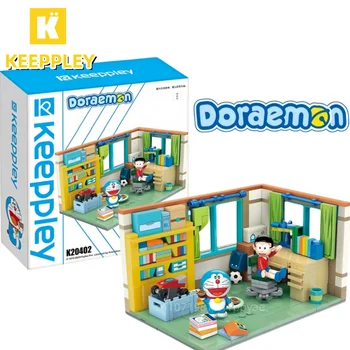 Keeppley Doraemon stavebné bloky Nobita Nobi izba model detských hračiek kawaii darček k narodeninám kawaii anime periférnych zariadení