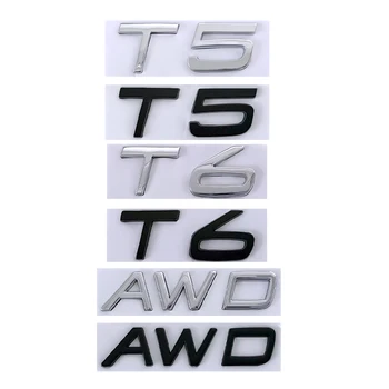 Kovové Kufri Znak Nálepka pre Volvo T5, T6 AWD Logo V40, S40 S60 XC60 S60L S70 S80 volvo V50 List, Odznak Obtlačky Dekorácie