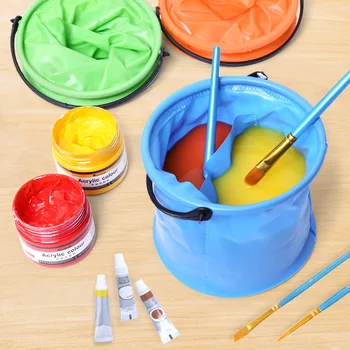 Kreatívne Farby Štetcom Podložka Prenosný Skladací Teleskopické Pero Umývanie Vedro Maľovanie na Pláži Vedro s Oblasť Vrstva Školy