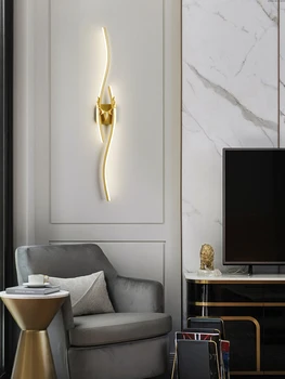 Kreatívne Zlaté Dlho Moderný Design Nástenné Svietidlo pre domácich Svietidiel, obývačková Stena Lesk Sconce Hotel Lobby
