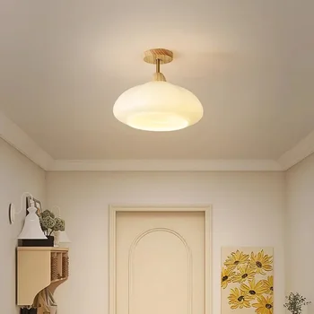 LED Nordic Sklo Stropné svietidlo Drevený Podvozok Lampa Pre bývanie, Stravovanie študovňa Kaviareň Jednoduché Krém Krytý Domov Dekoratívne Svietidlá