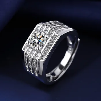 Live Mosan kameň diamantový prsteň muž príliv 1 karát diamantový svadobný prsteň mužov platinum-á diamond despotický Mosan mužov�