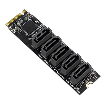 M. 2 NGFF PCIE B-Key Sata, aby SATA 3.0 5 Port Rozširujúca Karta 6Gbps Karty Adaptéra JMB585 Chipset M. 2 NVME na SATA3.0
