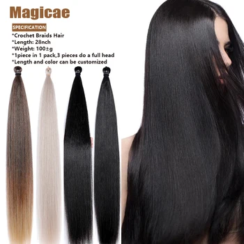 Magicae 28-Palcové Rovné Vlasy Zväzky Háčkovanie Sieťky Na Vlasy Syntetické Pletenie Vlasy Ombre Háčkovanie Predlžovanie Vlasov Pre Ženy