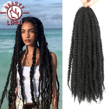 Marley Twist Pletenie Vlasy 18-Palcové Háčkovanie Vrkôčiky Dlho Kinky Afro Syntetické Vlasy Pre Ženy Zvraty Pletenie Predlžovanie Vlasov