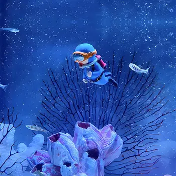 Mini akvárium Diver Ozdoby Terénne Podmorského Sveta Dekor Ozdobné Dekorácie s Malými Plávajúce Loptu