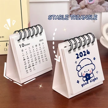 Mini Jednoduché Cartoon Kalendár Pre 2024 Módne Dekoratívne Stolné Kalendár Pre Obývacia Izba Domov