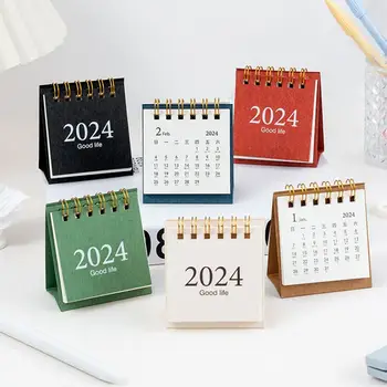 Mini Stolový Kalendár Plán Knihy Špirálové Cievky Stránke Sústruženie 12 Mesačné Kalendárnom Roku 2024 Kalendár Tabuľka Dekor Kancelárske potreby