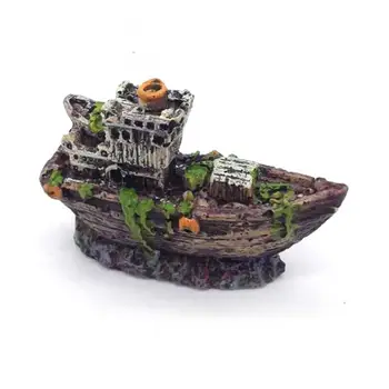 Mini Terénne Dekor Dekorácie Živice Akvárium Potopenú Loď, Loď, Model Akvárium Záhradné Dekorácie
