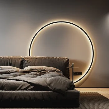 Moderný Dekor LED Nástenné Svietidlo Pre Spálne, Obývacia Izba Domov Nordic Dizajn Kolo Krúžok Krytý USB Wall Sconce Osvetlenie Zariadenie