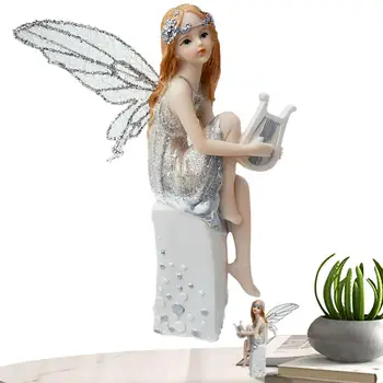 Music Angel Ornament Hudobné Nástroje Dievča Anjel Socha Reálne Prírodné Modlí Remeselníci Elf Socha Na Svadobný Dar Domov