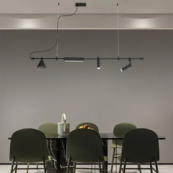 Nordic Minimalistický Tvorivé Reštaurácia, Bar Ostrov Dizajn Zmysel Pre Umenie Luster Shop Priemyselný Štýl Čierne Dlhé Pásy Lampy