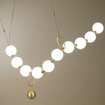 Nordic Post-moderné Luxusné Dizajnér Tvorivé Perlový Náhrdelník Prívesok Lampa Pásy Pozadí na Stenu, Nočné Čarovná Lampa Bean