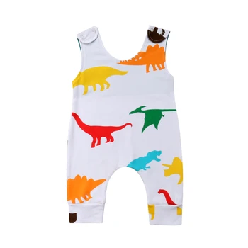 Novonarodené Dieťa, Dievča, Chlapec bez Rukávov Dinosaura Romper Jumpsuit Jeden-kusy Oblečenia, Veľkosť 0-24M